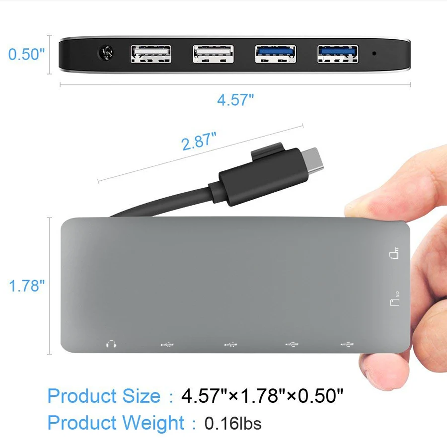 7 в 1 USB-C 2 0*2 Type-C концентратор порт 4K к USB 3 для Lightning аудио/Mic 5 мм разъем адаптер с SD/TF
