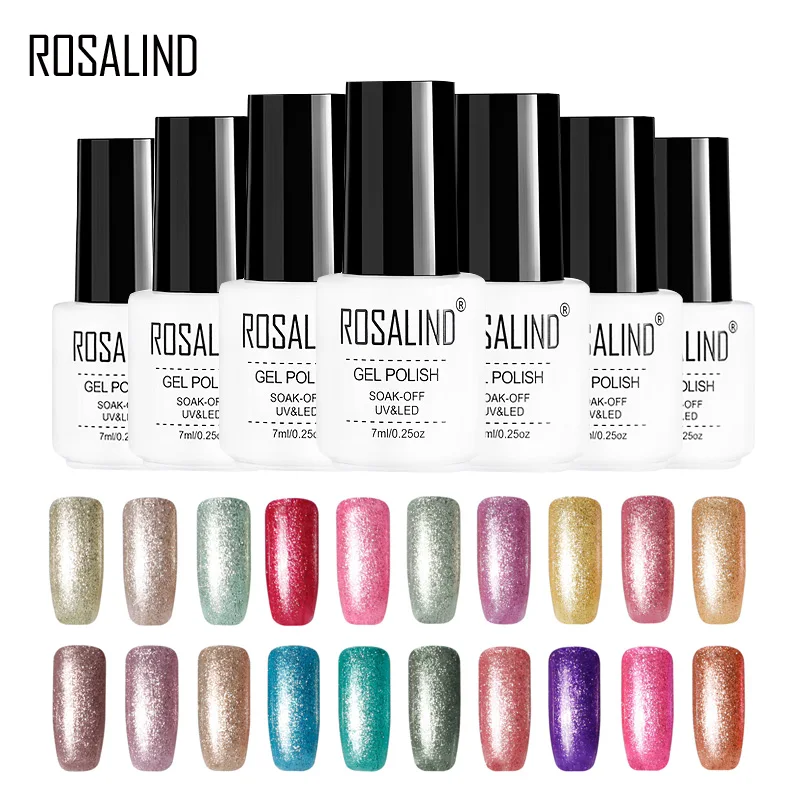 Гель для ногтей ROSALIND 1S 7 мл Платиновый гель блестящий УФ светодиодный лак