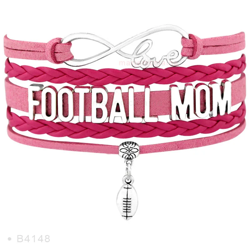 Infinity Love Football Nana, браслеты для мам, дельфинов, фанатов плееров, лучших друзей, ювелирные изделия, мужские кожаные браслеты с бусинами для женщин - Окраска металла: B4148