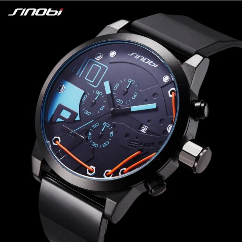 

SINOBI Luxury Chronograph Sport Watch Men Watch Top Brand Men's Watch Clock saat erkek kol saati reloj hombre relogio masculino