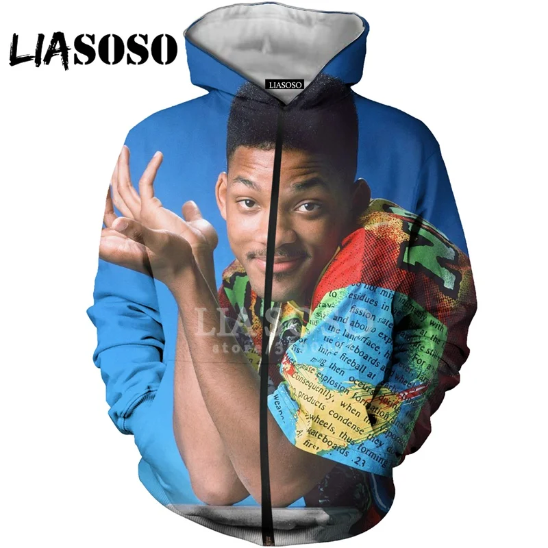 LIASOSO 3D принт для женщин и мужчин Will Smith The Fresh Prince of Bel-Air толстовки на молнии с
