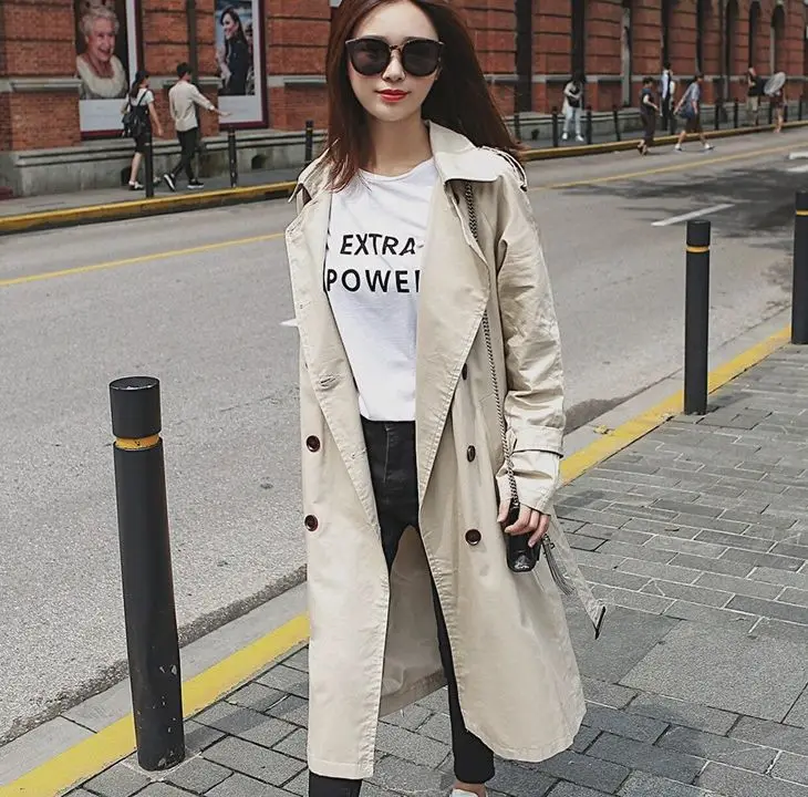2018 Spring Autumn New Women's Casual Long trench coat oversize Double Breasted Vintage Washed Outwear Loose Clothing X-long | Женская