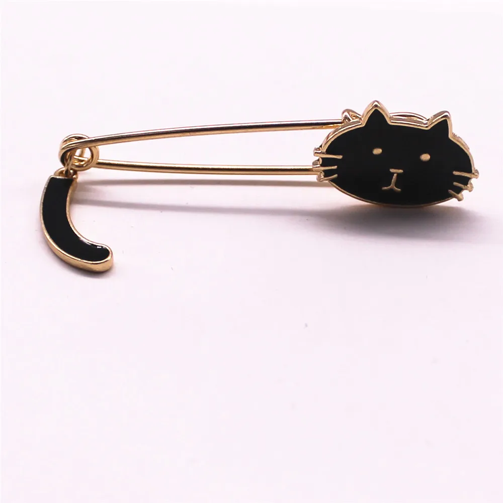 2019 Fashion metal cute black white enamel kitten shake tail brooch Corsage suit coat shawl collar needle wholesale | Украшения и