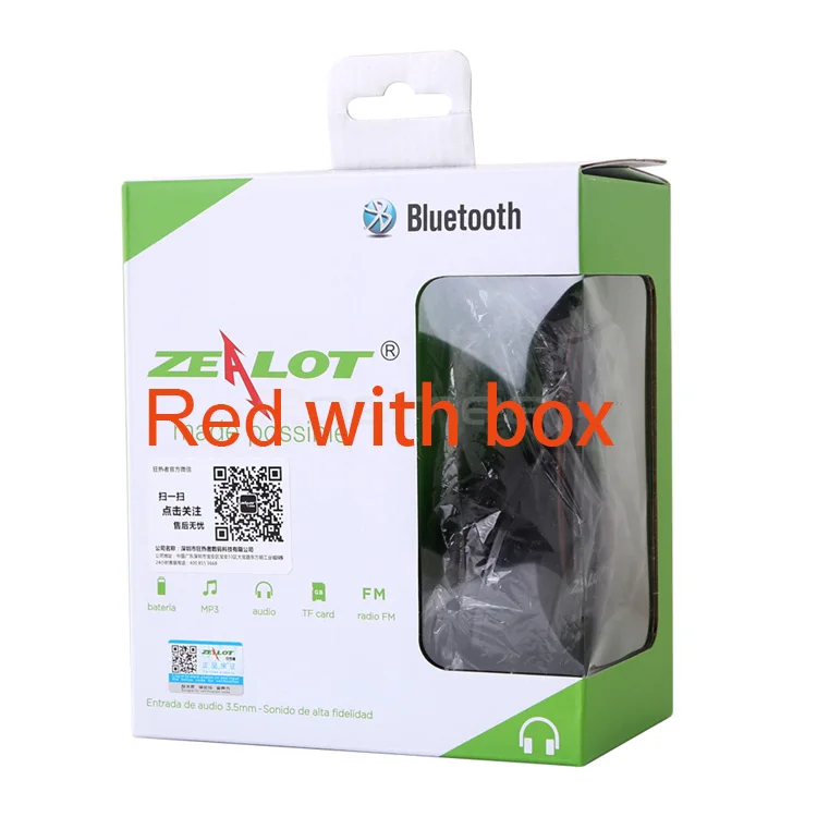 Red with box ZEALOT B570, Bluetooth гарнитура с глубоким басом, FM радио, Hi-Fi, шумоподавление, беспроводные стерео музыкальные наушники с микрофоном, светодиодный экран - Цвет: Red with box