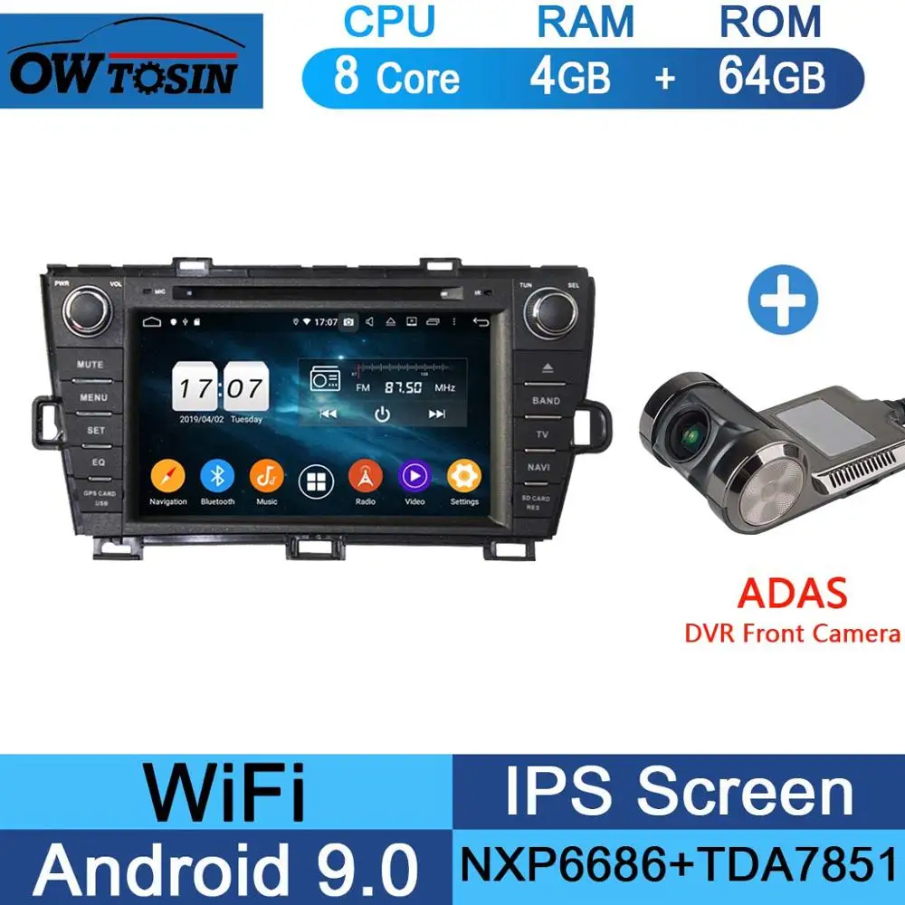 64G Adas Camera " ips Восьмиядерный 4 Гб ram+ 64 Гб rom Android 9,0 автомобильный DVD радио gps для Toyota Prius 2009- DSP CarPlay Parrot BT стерео Adas плеер - Цвет: 64G Adas Camera