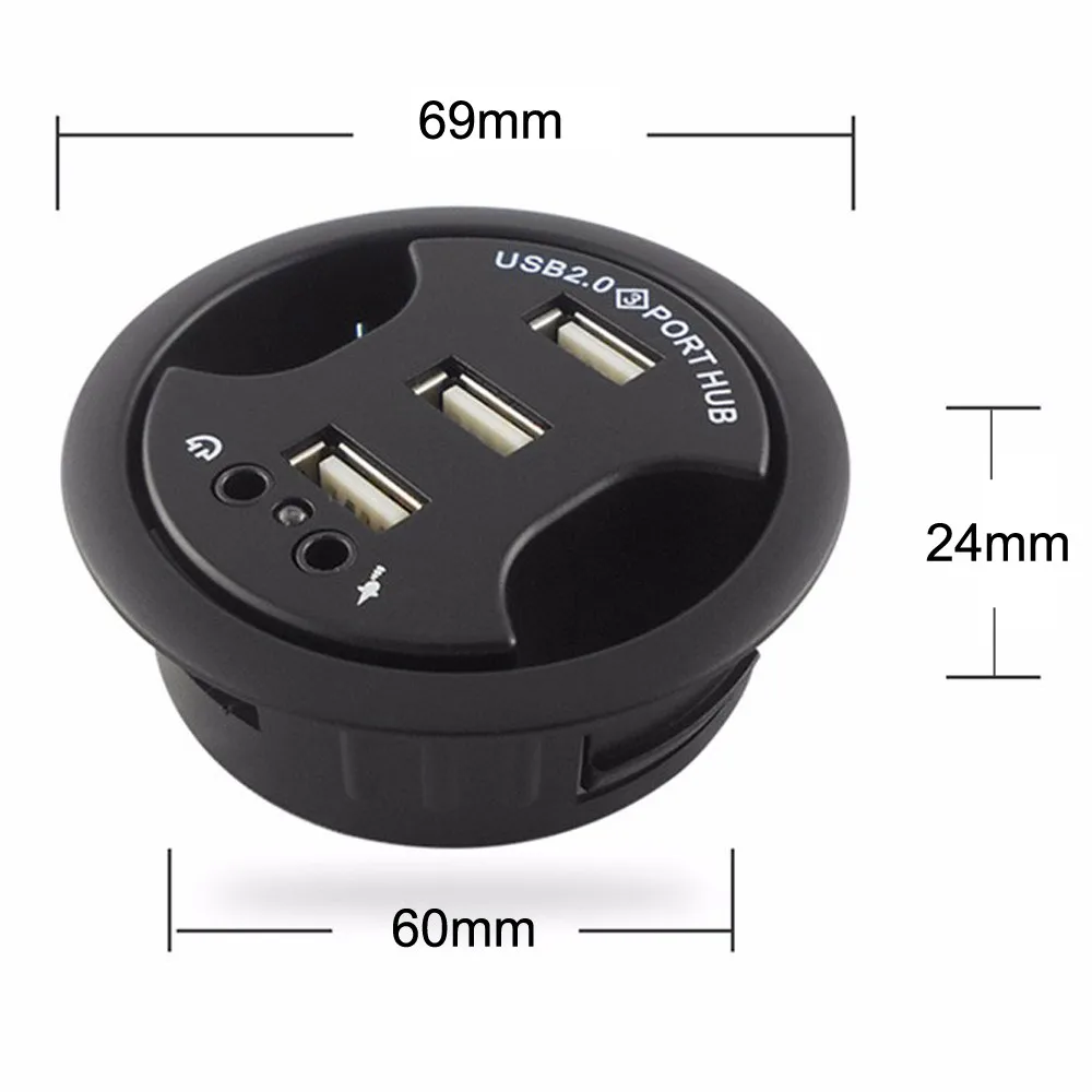 Адаптер концентратора и внешний стерео звуковой адаптер Combo Mount in Desk 3-port USB 2 0 CCC |