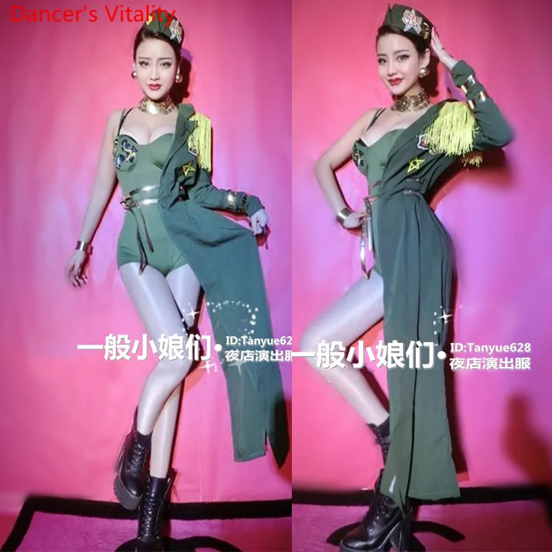 Костюм армейского зеленого цвета для ночного клуба одежда вечевечерние