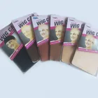 Оптовая продажа, 20 шт. (10 упаковок), шляпа для парика, сетка для волос, растягивающийся женский головной убор для изготовления париков, свободный размер, 7 цветов в наличии, 2 искусственных волоса