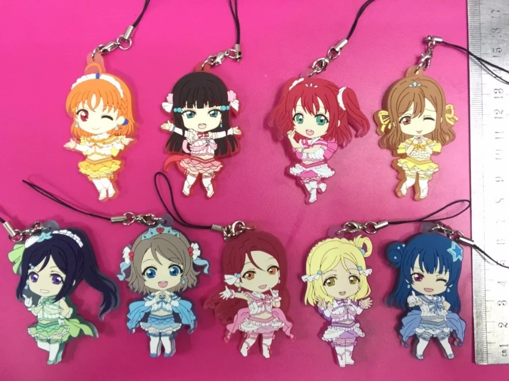 Love Live аниме брелок Kotori Nico Rin Umi Maki Chika Dia Riko Yoshi kc Kunikida Kanan резиновый ремешок/телефон талисманы G857san