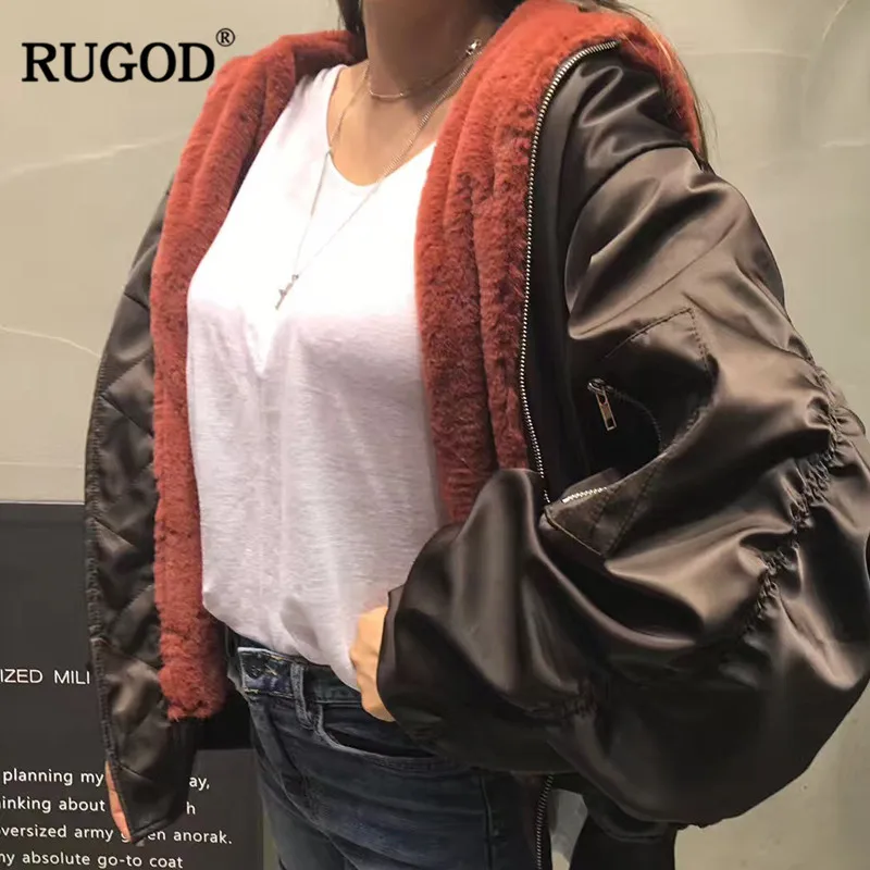 RUGOD модная теплая зимняя одежда женское пальто с длинным рукавом Куртка сплошная