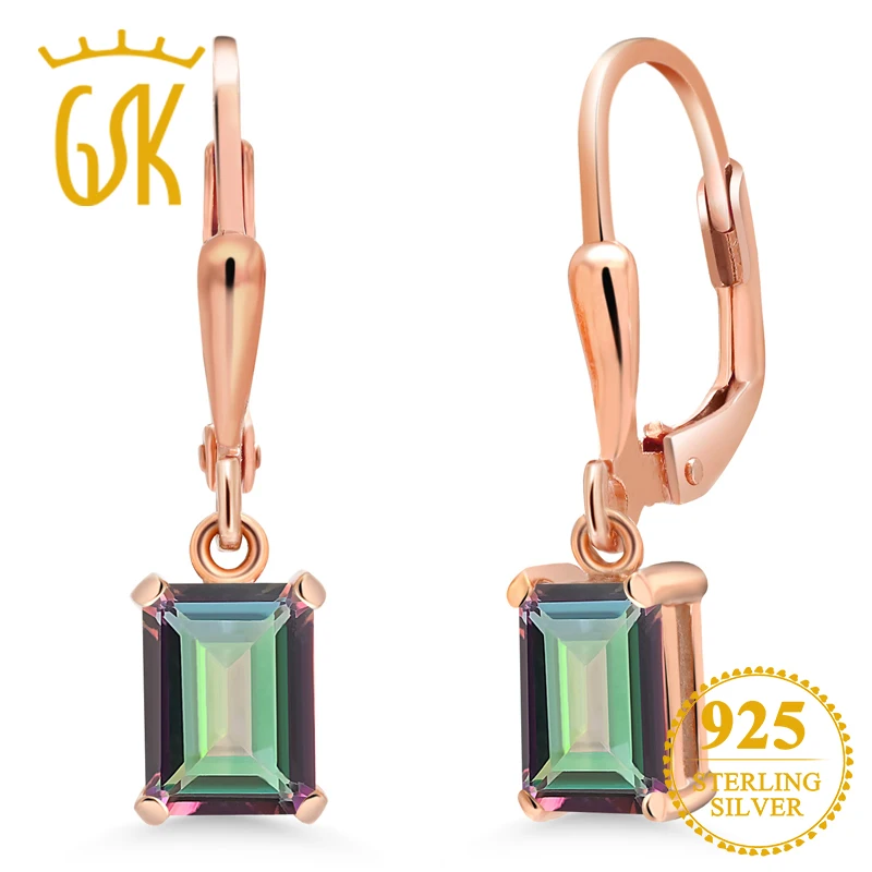 GemStoneKing 2 00 Ct восьмиугольник Натуральный Зеленый Мистик Топаз 18K покрытый розовым