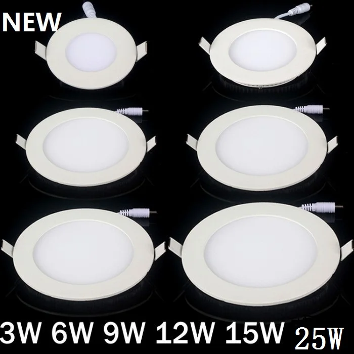 

20pcs/lot Dimmable Ultra thin 3W/4W/6W / 9W / 12W / 15W/ 25W LED Ceiling Recessed Grid Downlight / Slim Round/Square Panel Light