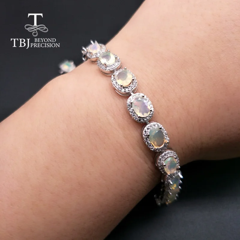 Женский браслет с натуральным аквамарином TBJ Ювелирное Украшение опалом из