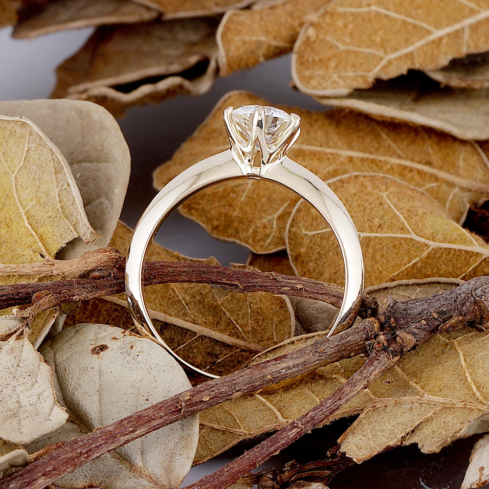 Классическое Обручальное Кольцо Transgems для женщин центр 1ct 6 5 мм F цвет Moissanite Diamond 14K