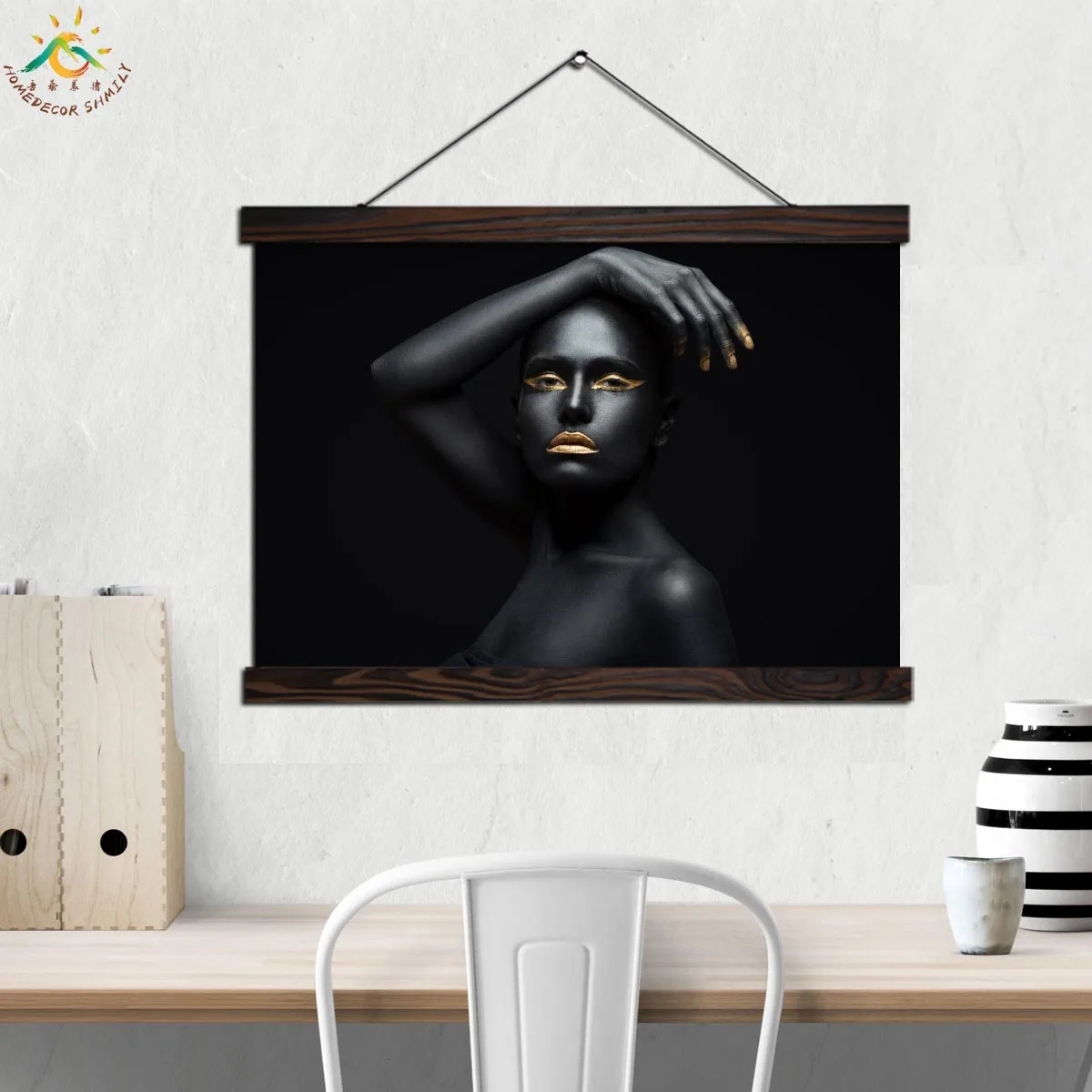 Модные черные Голдфингер девушка Wall Art Холст печати живопись старинные плакаты и