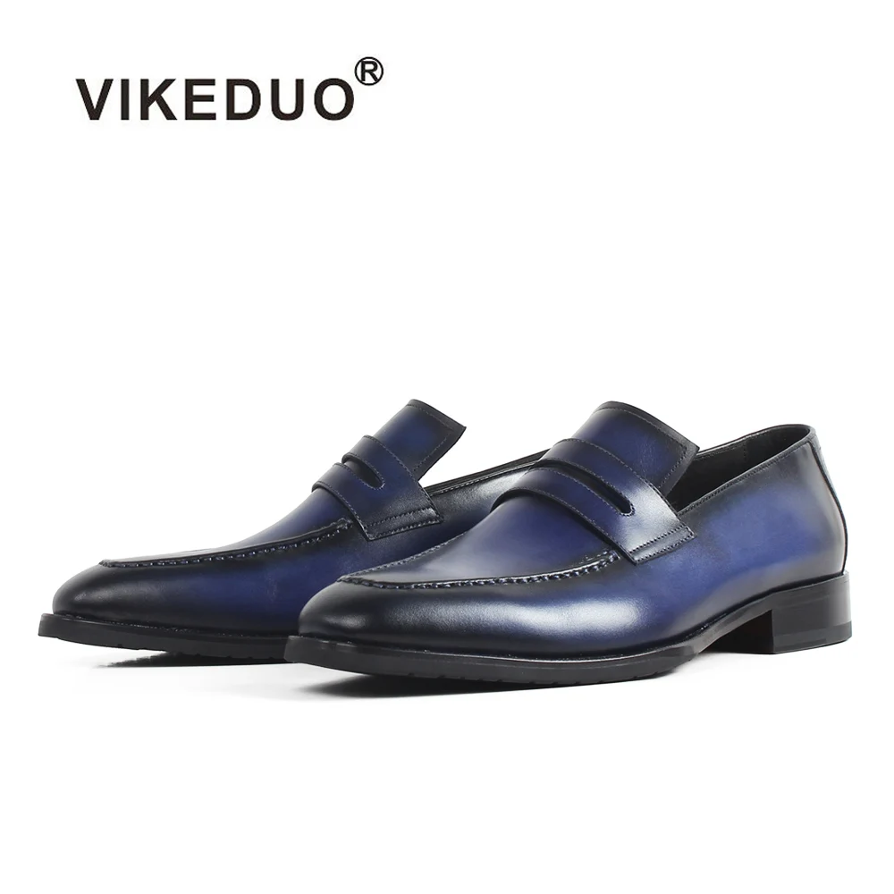 VIKEDUO/Новинка лета 2019 мужские лоферы из натуральной кожи Мужская однотонная обувь