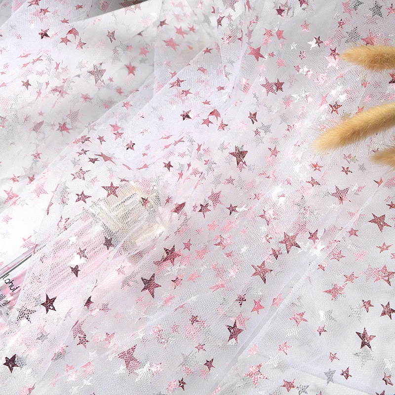 1 5*1 метр Серебряный звезда тюль блёстки ткань DIY Baby Shower пачка юбка пояса платье