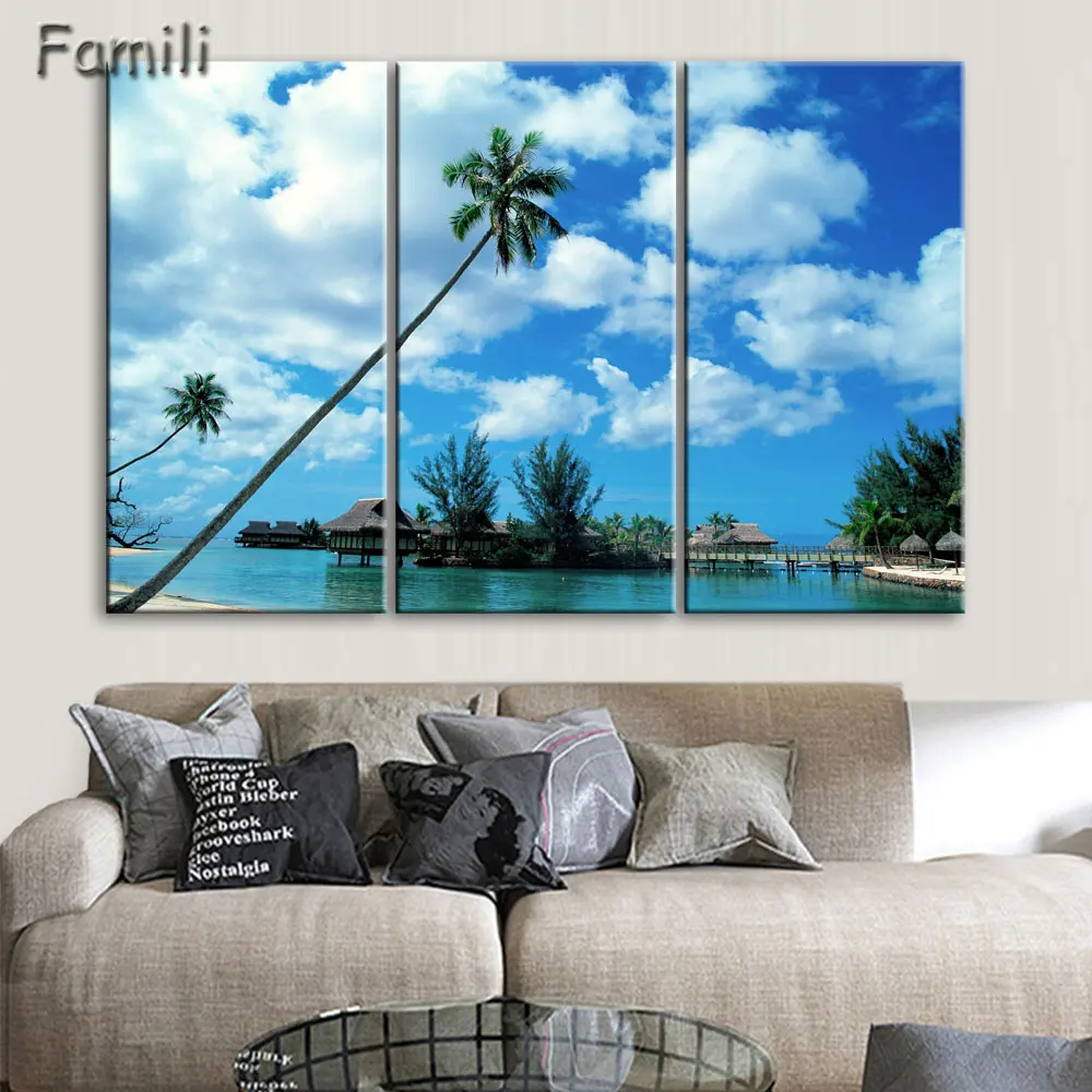 3 шт. морской плавательный бассейн пейзаж современная живопись маслом рисование