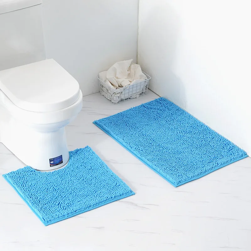 

2pcs/set Chenille Bathroom Mat Set Rug doormat Anti-Slip Kitchen Bath Mat Carpet Bathroom Toliet Rug Washable Tapete Banheiro