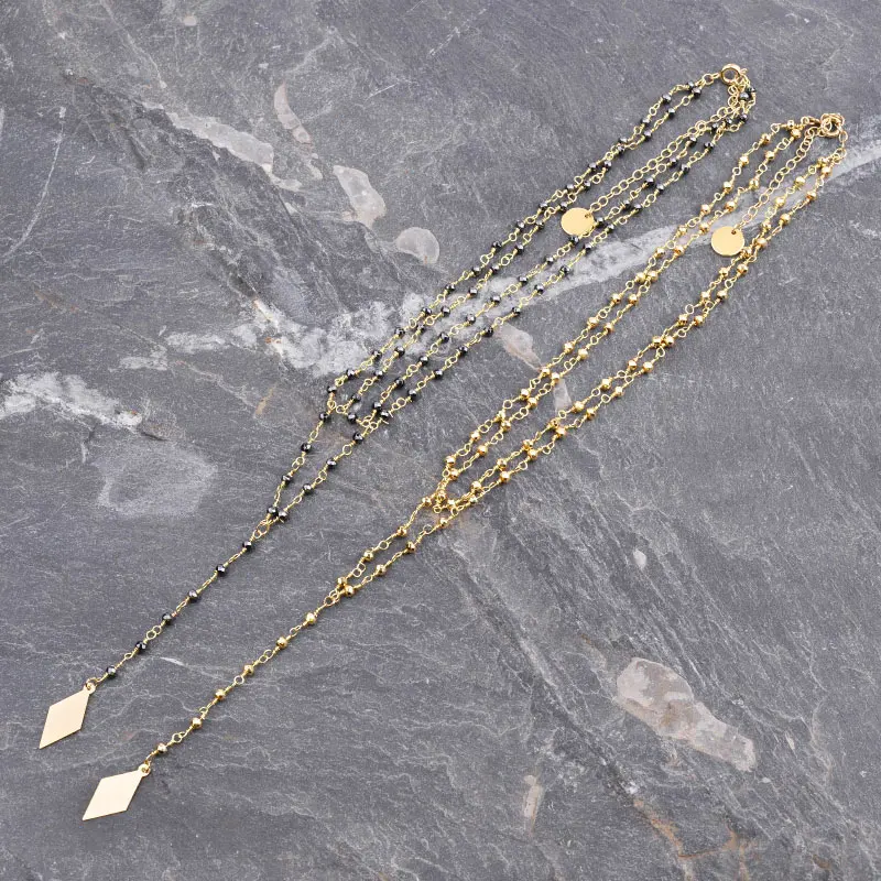 Multilayer Boho Women Pendant Necklaces Jewelry Ladies Gold-color Twisted Crystal Beads Chain Necklace Mujer Bijoux Gift NKS241 | Украшения