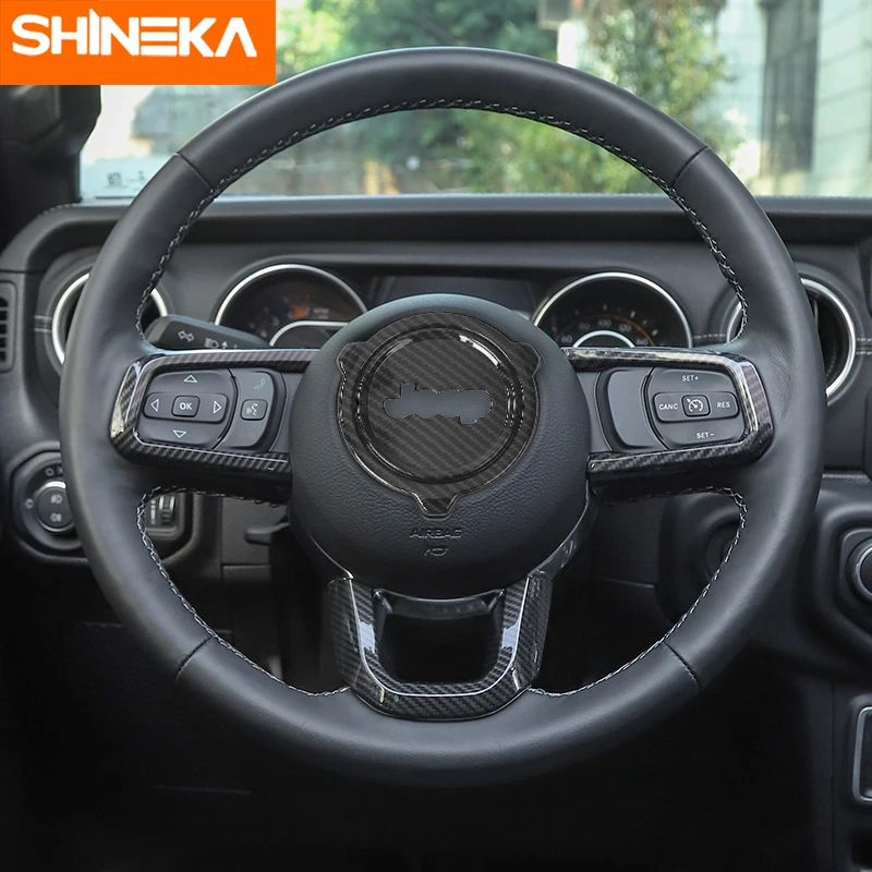 

Красная Наклейка SHINEKA из углеродного волокна ABS для Jeep Wrangler JL JLU Sahara Rubicon 2018 + колесная наклейка на руль