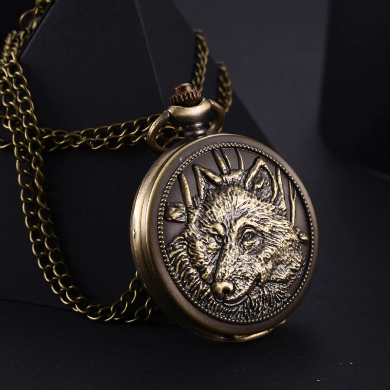 Волк Тотем горячее ожерелье часы Бронзовый тон благородный Старк дом
