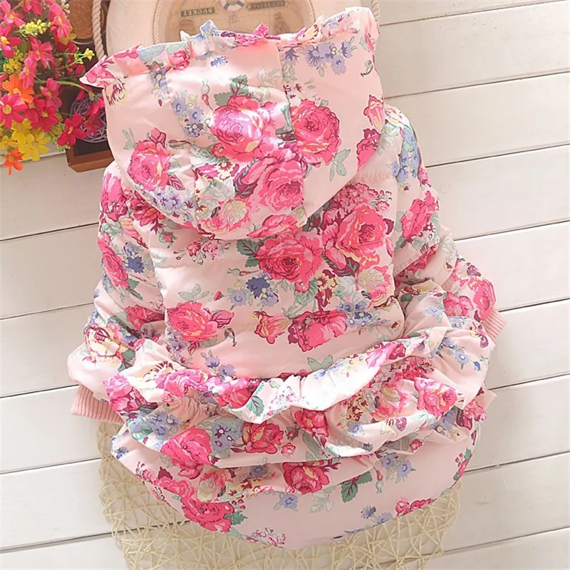BibiCola Autumn Winter New Cotton Baby Girls Cardigan Coat Girl Floral Hoodies Jacket Coats Toddler Thick Warm Clothing | Детская одежда
