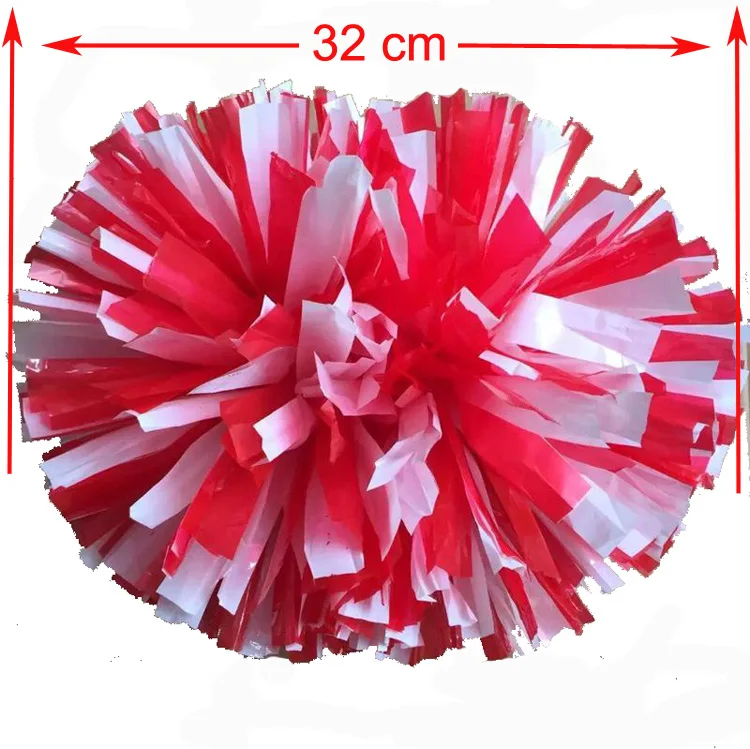 32CM Red + White sports pompoms (2pieces/lot) Cheers pompons Color can free combination please give me message