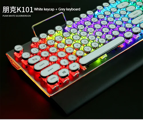 USB Проводная Механическая игровая клавиатура 104 ключ QWERTY классическая круглая клавиатура эргономичная компьютерная клавиатура с RGB светодиодный подсветкой - Цвет: as picture