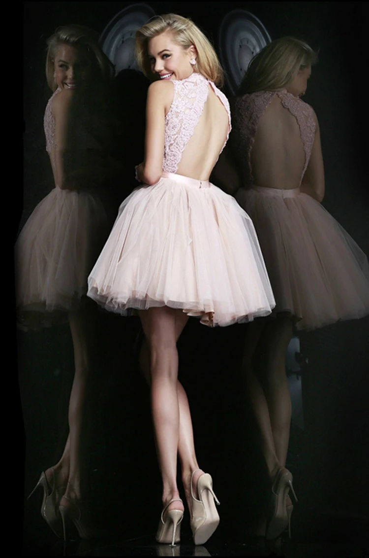 Новый Розовый Сладкий Кружева Короткие Коктейльные Платья Невесты Принцесса