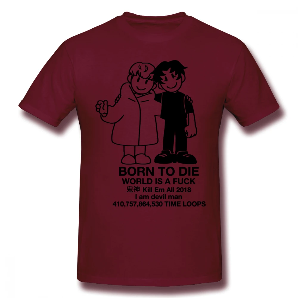 Devilman crybaby Camisetas Rock Мужская футболка с короткими рукавами, хлопковая Футболка с круглым вырезом для мужчин размера плюс, топ на заказ - Цвет: Бургундия