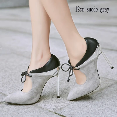 gray suede12 cm Carollabelly/женские офисные туфли с острым носком на очень высоком каблуке; женские свадебные туфли; модельные туфли; ботильоны - Цвет: gray suede12 cm