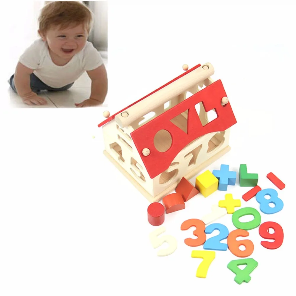 Мод малыша Деревянный цифровой номер дома строительные игрушки Обучающие