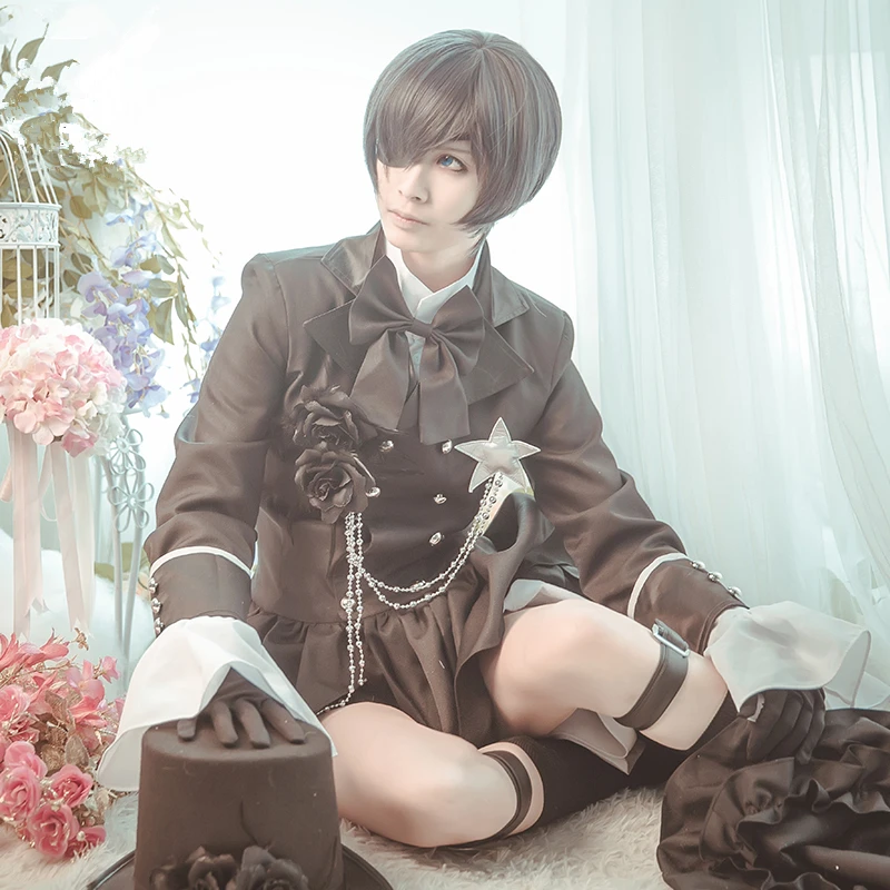 Полный комплект Аниме Kuroshitsuji Black Butler Ciel Phantomhive костюм для косплея платье девочек