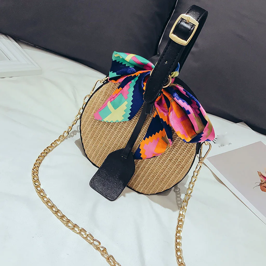 Xiniu женские сумки через плечо модная цветная соломенная сумка с лентами