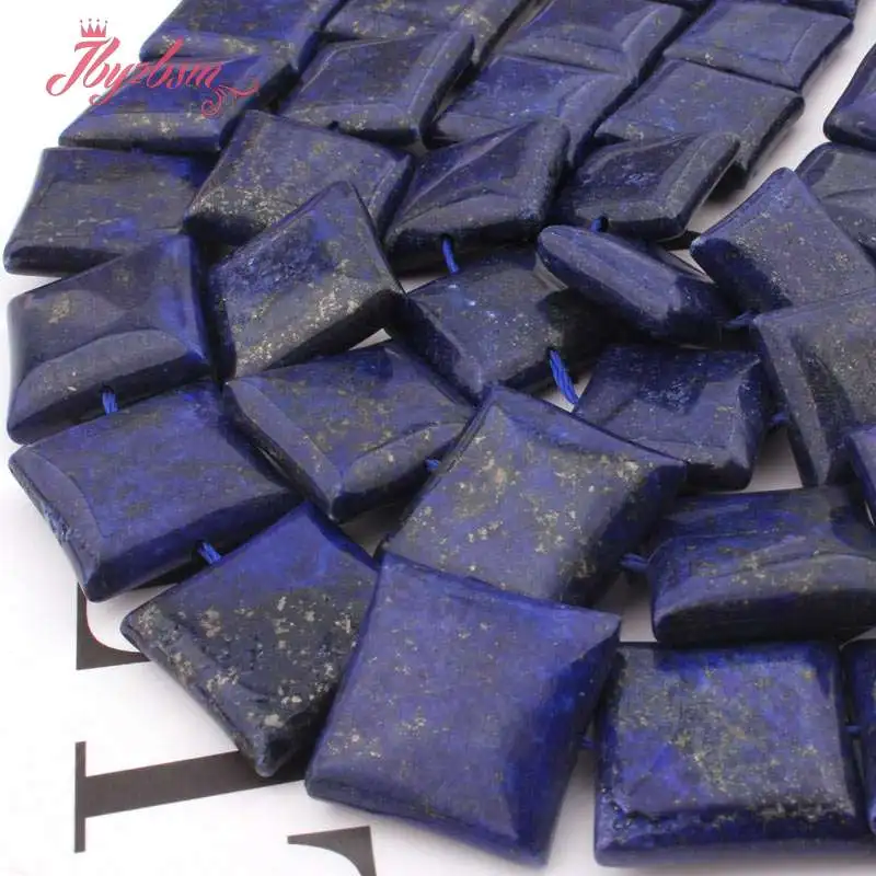 

18mm 20mm Square Loose Beads Blue Lapis Lazuli Stone Beads For Bracelets Necklace Jewelry Making Beads Strand 15" Free Shipping