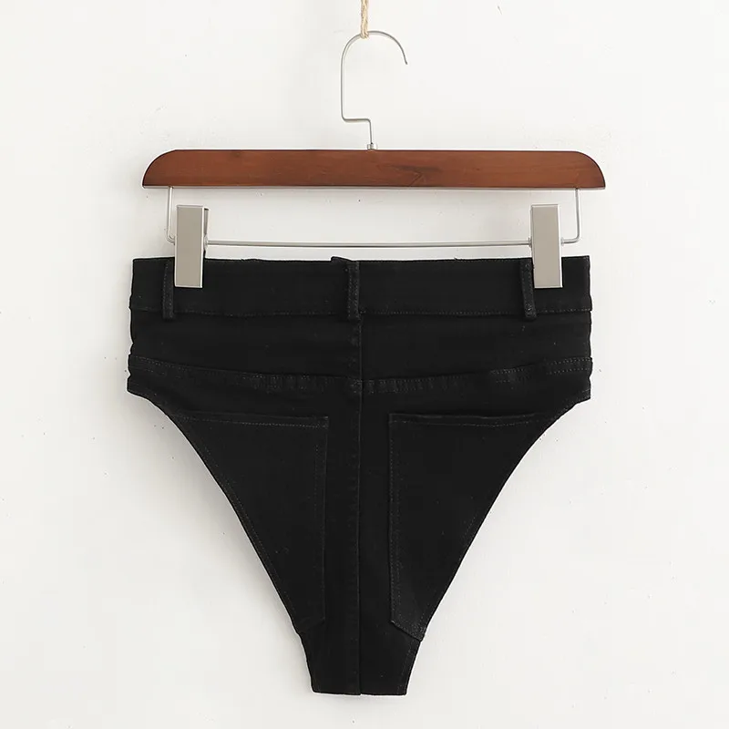 Женские черные сексуальные мини-джинсы шорты обтягивающие Клубные вечерние