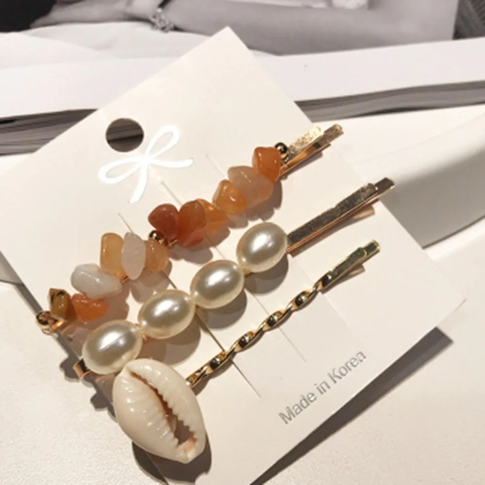 11 5pcs/set New Marine Style Metal Gold Shell Conch Pearl Hairpins Hair Clips for Women Hairgrip Beach Hair Accessories - Цвет: 11