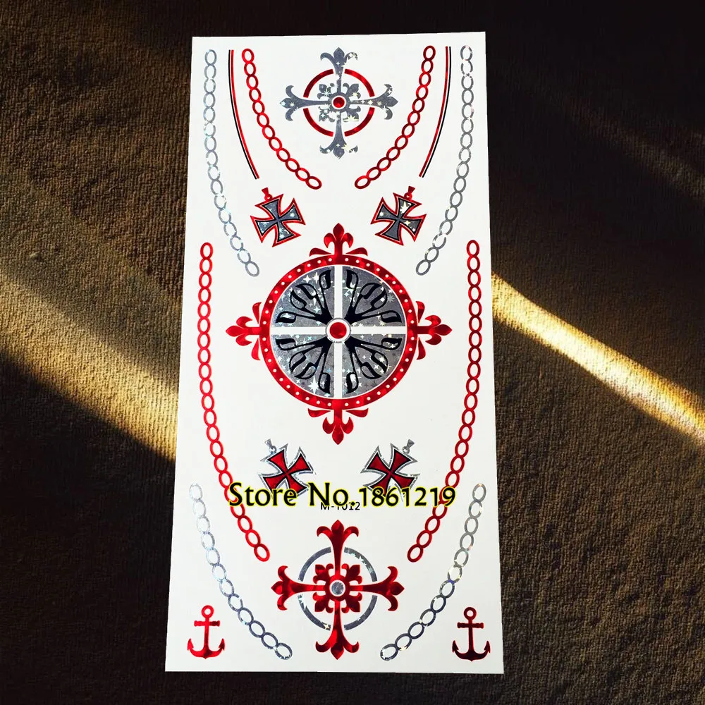 1 шт. якорь крест Компасы образцов флэш-металлик Временные татуировки Наклейки gr12