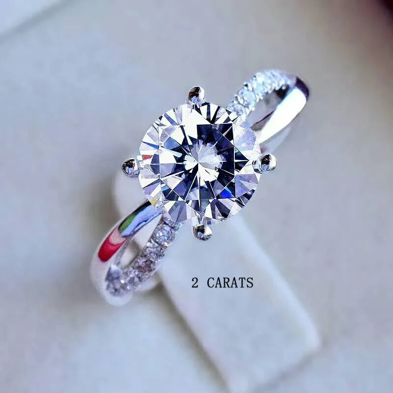 2 carats [MeiBaPJ Moissanite Gemstone Fashion 3 Carats Diamond Ring VVS1 Real 18K Gold Fine Wedding Jewelry for Women - Цвет камня: 2 carats