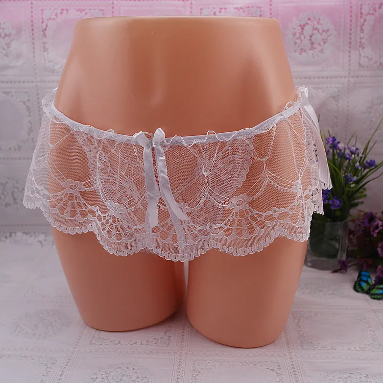 Мужские кружевные прозрачные трусики Sissy сексуальное нижнее белье для геев