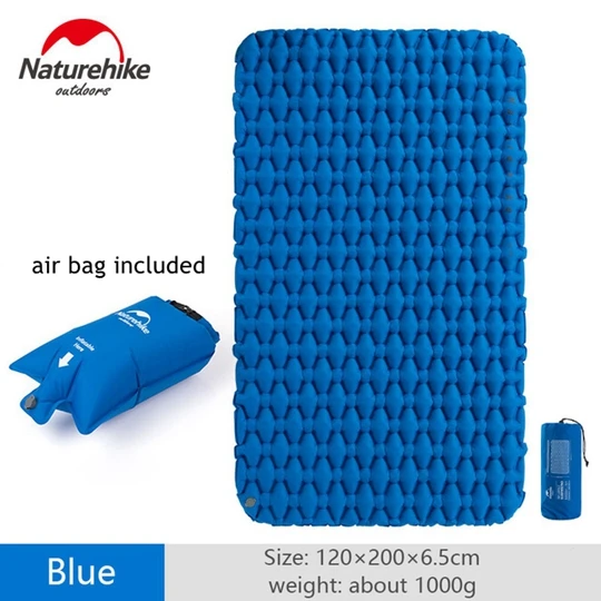 Blue and Air Bag Naturehike, новинка, походный коврик для сна, для улицы, 2 человека, походный коврик для палатки, Сверхлегкий надувной матрас - Цвет: Blue and Air Bag