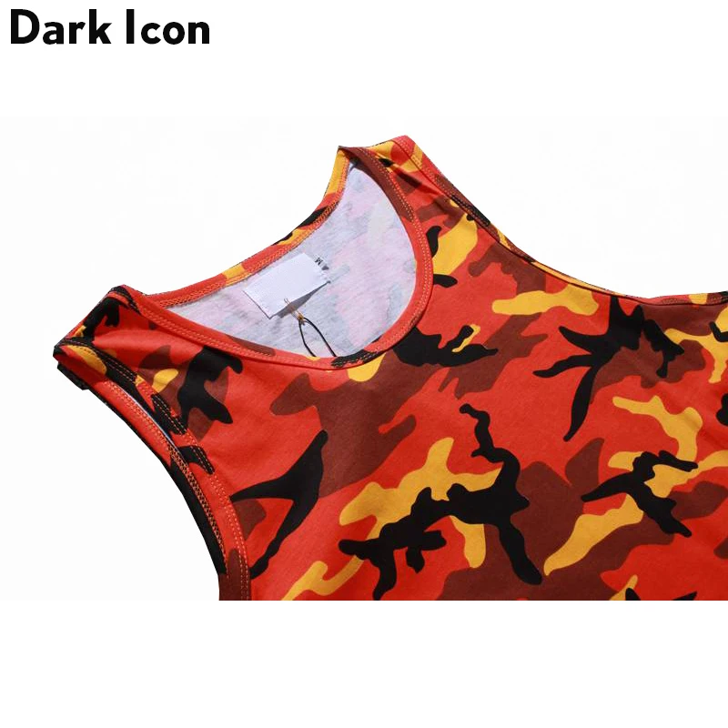 Темно-синяя камуфляжная Удлиненная майка в стиле хип-хоп для мужчин и женщин