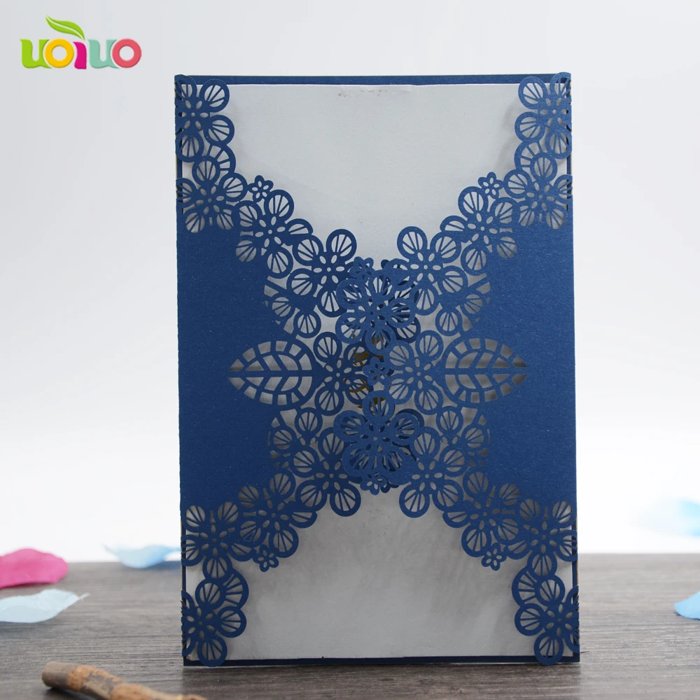 Горячее предложение Роскошный цветок свадебные пригласительные карты Лазерная