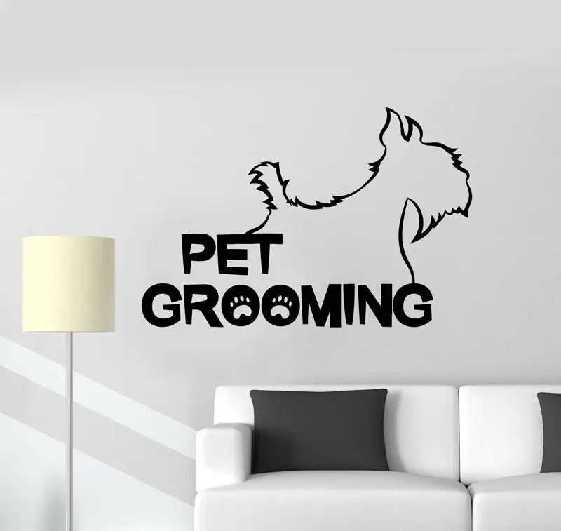 

Vinyl Wall Decal Pet Grooming Dog Animals Paw Beauty Salon Stickers Mural CWY14