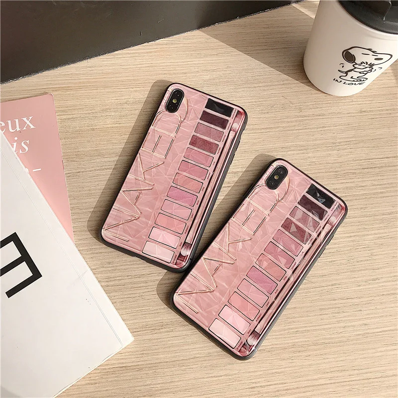 Макияж тени для век Палитра Телефон чехол для Samsung Galaxy S8 S9 10 plus lite S10E 3D Алмазная текстура задняя крышка для Galaxy Note 8 9