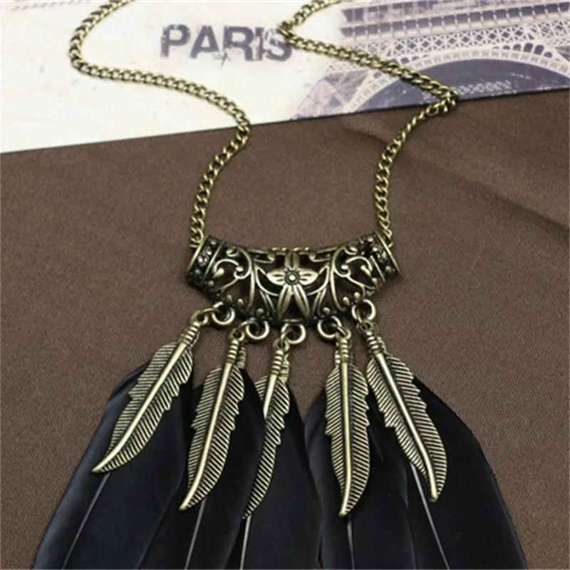 YiYaoFa Handmade Feather Necklaces For Women Vintage &amp Pendants Long Chain Necklace FN-04 |