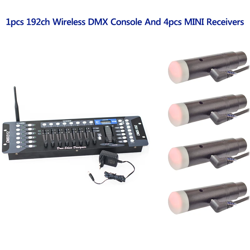 Беспроводной DMX 192 канальный консоль Совместимость беспроводной DMX512 мини приемник контроллер для дискотеки сценический светильник - Цвет: 1 Console and 4 R