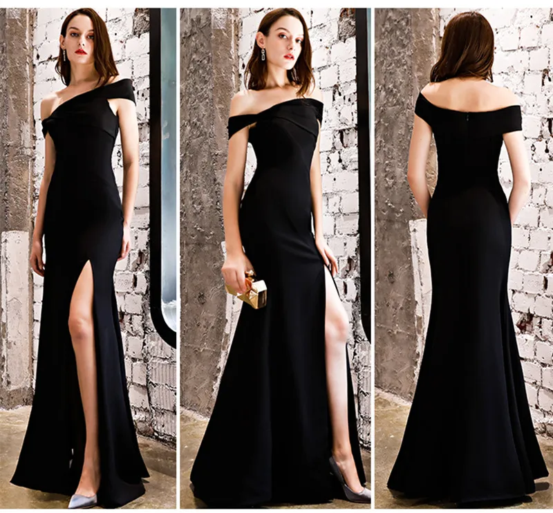 SOCCI Weekend Robe De Soiree Новое Вечернее платье русалки для банкета простые черные вечерние платья с высоким разрезом для выпускного вечера