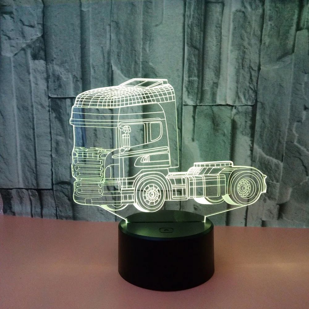 Новый грузовик 3d Ночник светильник акриловый Usb лампа Luminaria De Mesa Powerbank Led